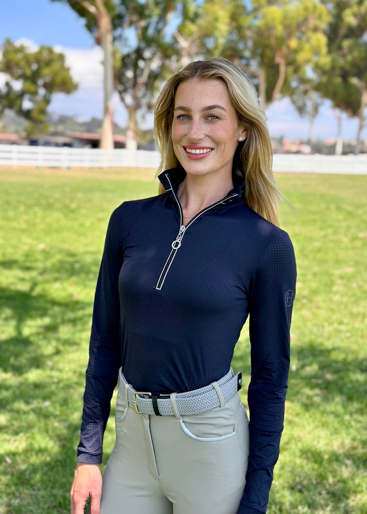 Harcour Breezi Womens Perforated Zip Up Long Sleeve Technical Riding Shirt