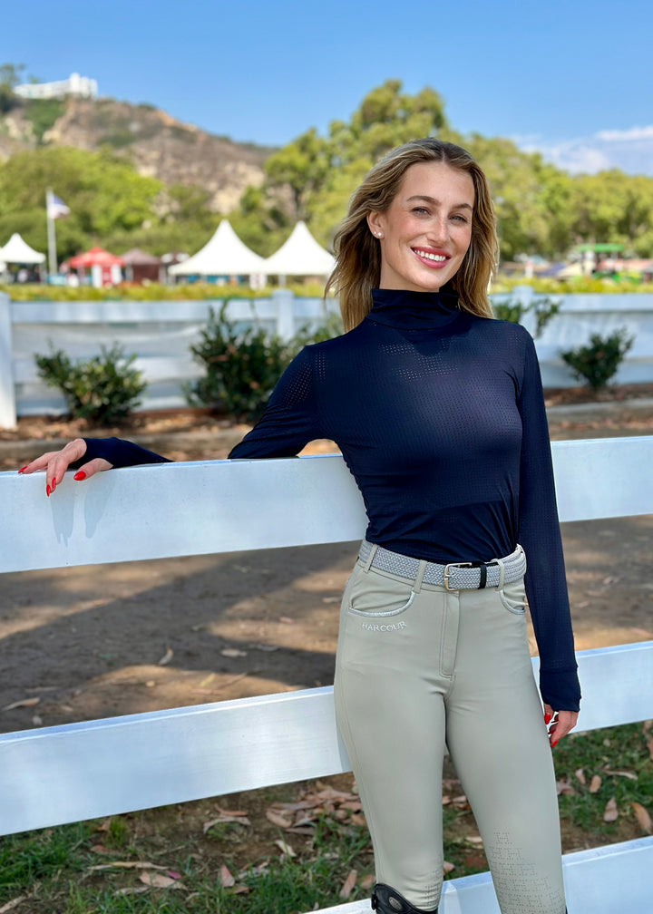 Harcour Venti Womens Mock Neck Perforated Long Sleeve Technical Shirt